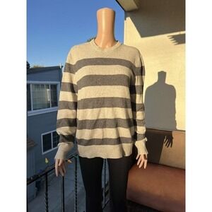 Gap Women’s Knit Sweater Lambswool Nylon Gray Stripes Size S